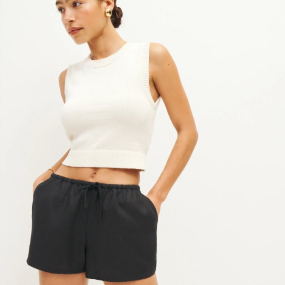 Reformation Zoe Linen Black Shorts